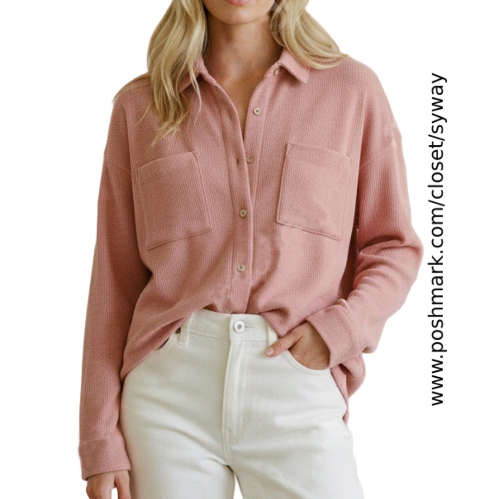 Z Supply Supersoft Ribbed Button Up Long Sleeve Top